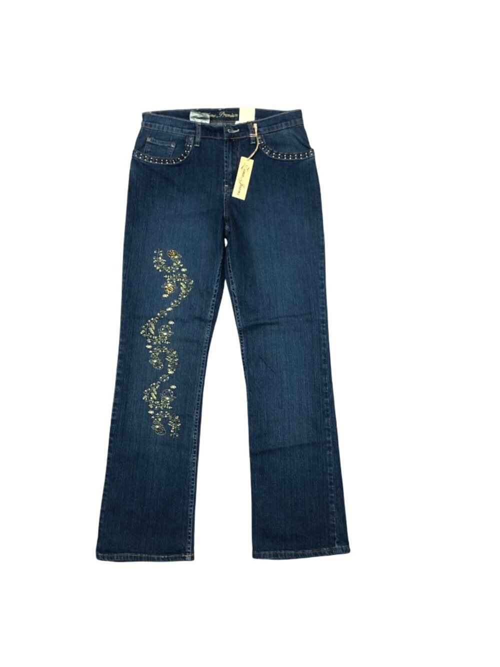 Zena Premium Jeans Womens Size 8 Studded Embroidered Blue Bootcut Pants NEW
